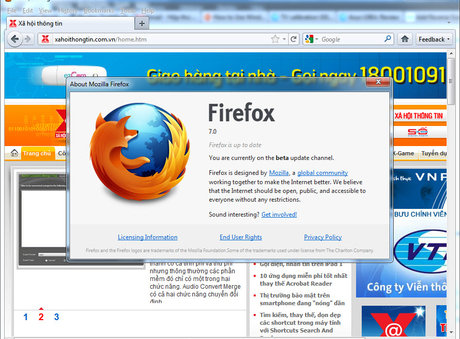 Firefox 7 đã xuất hiện trên kênh beta