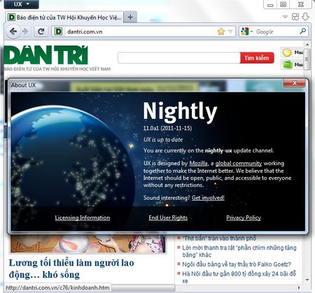 Firefox 11 đã lộ diện